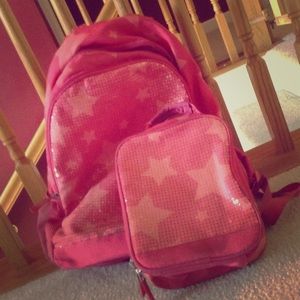 Star and sequined backpack + a matching lunchbox
