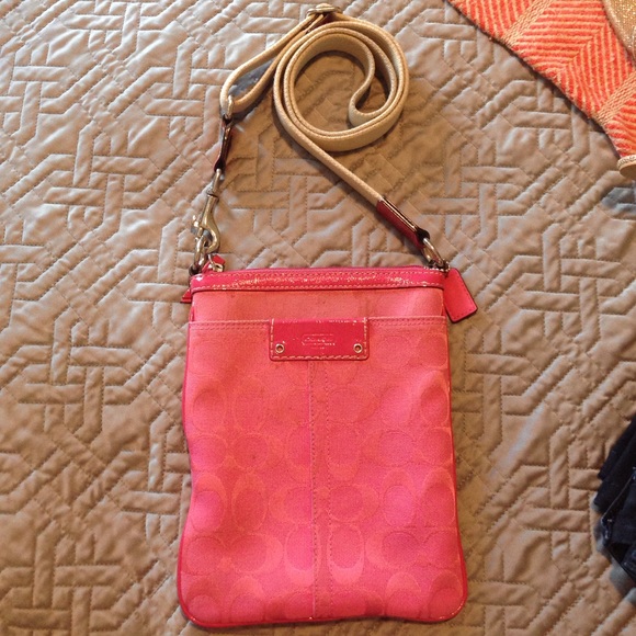 Coach crossbody purse -- bright pink!