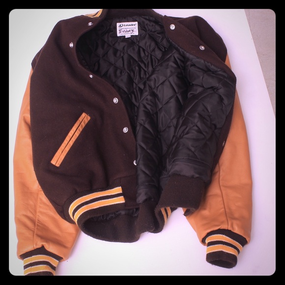 Yellow and maroon varsity coat