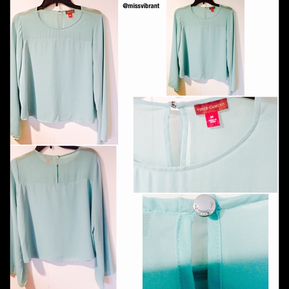 Vince Camuto Brand, Mint Green, L/S Blouse, Medium