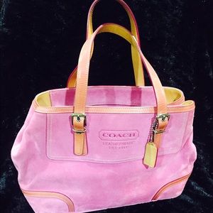 Pink Suede Coach Satchel Purse (small)