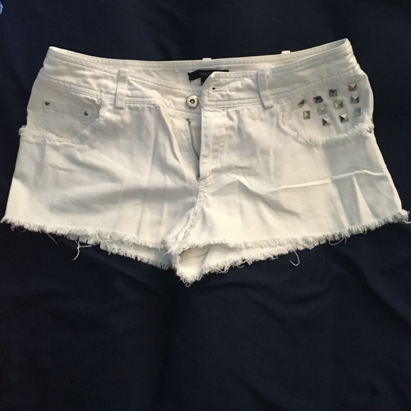 White Studded Pocket Shorts