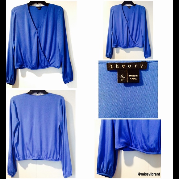 Theory Brand, Royal Blue, L/S Blouse, Small/Petite