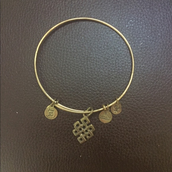 Gold "endless knot" alex and ani bracelet