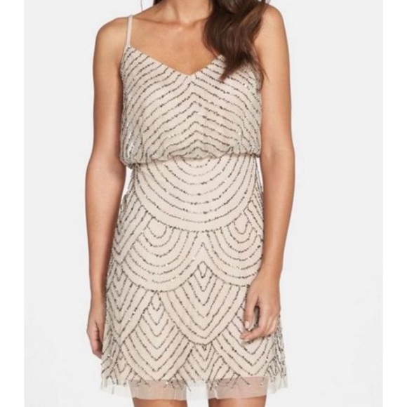 Adrianna Papell v-neck beaded blouson dress