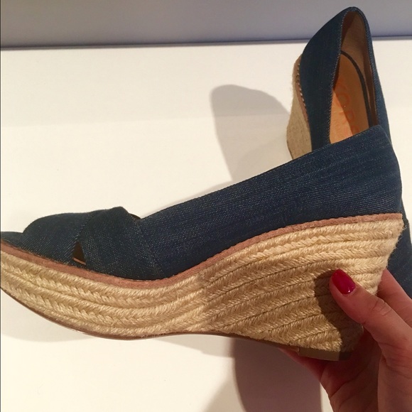 Michael Kors Denim Open Toe Sandal Wedges