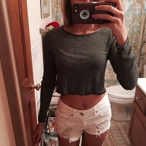 Brandy Melville striped long sleeve crop top