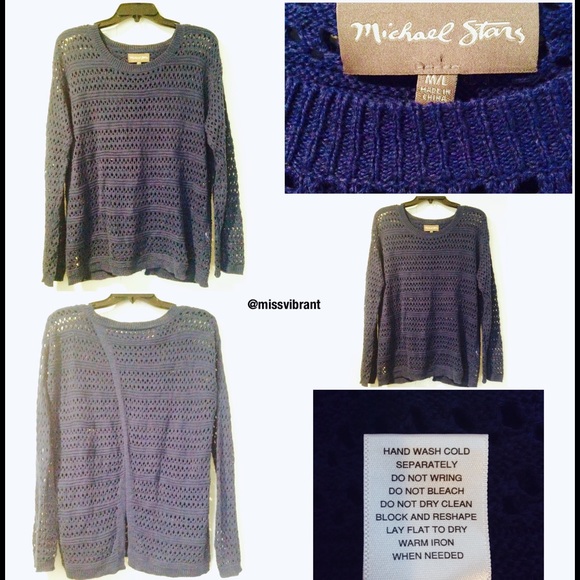 Michael Stars Navy Sweater, Back Detail, Sz: Md/Lg