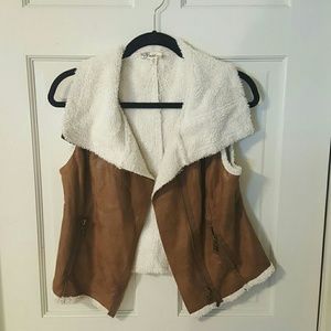 Faux suede sheepskin vest