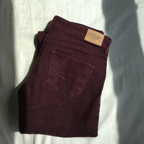 Maroon women's Abercrombie and Fitch Jeans - Picture 2 of 4