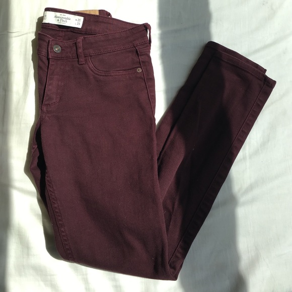 Maroon women's Abercrombie and Fitch Jeans - Picture 3 of 4