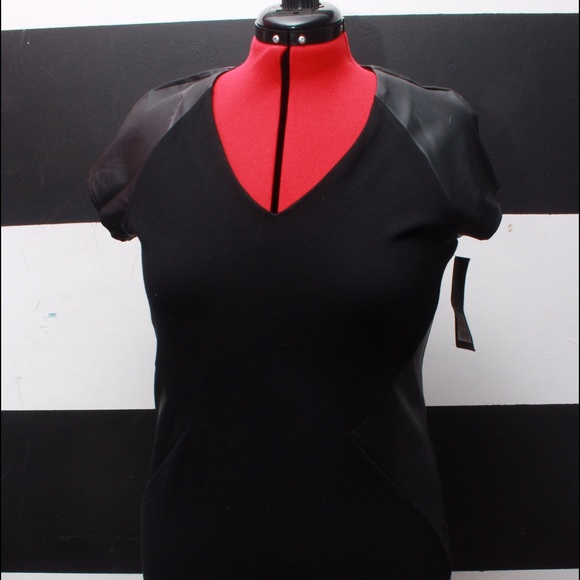Black w/ faux leather Knee length dress! 😎