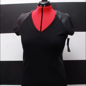 Black w/ faux leather Knee length dress! 😎