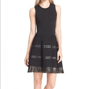 Parker 'Serene' Leather Trim Knit Dress