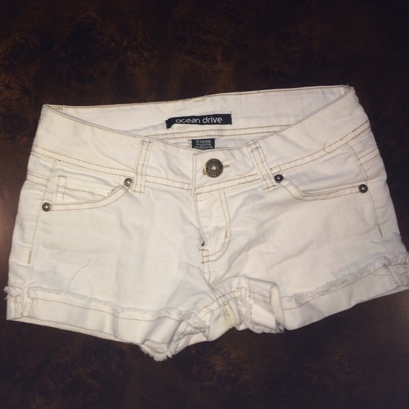 White jean shorts
