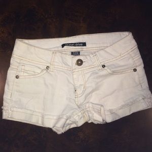 White jean shorts
