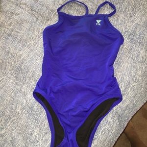 Blue and black bathing suit