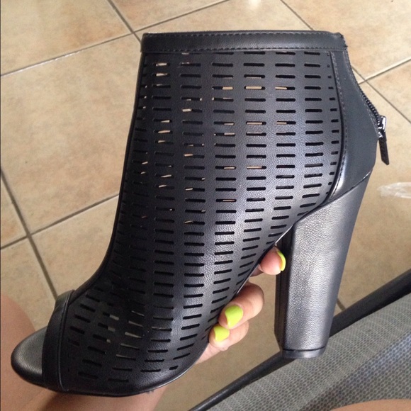 Cute black peep toe booties