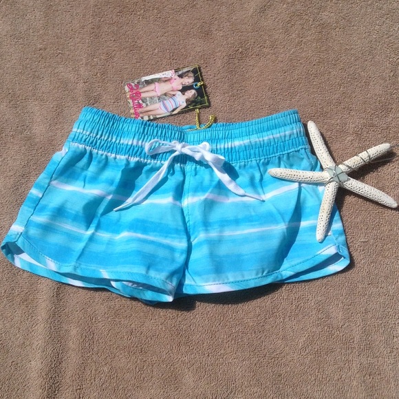 Blue and White Swim Beach Shorts - Picture 1 of 4