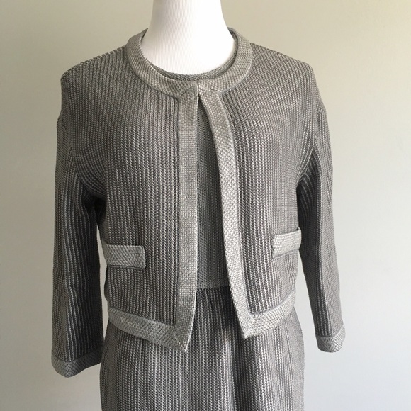 St. John Midi Shimmer-Knit Dress and Sweater Set