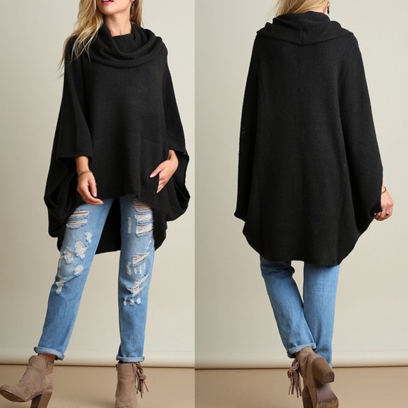 🆕KAYCEE poncho style sweater - DARK CHARCOAL - Picture 2 of 4