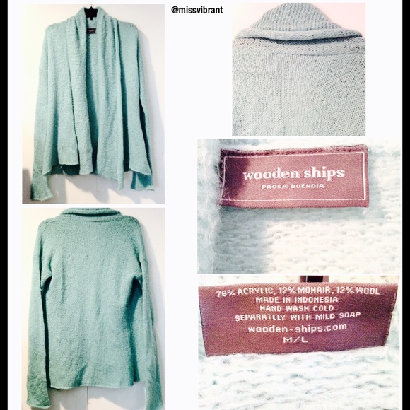 Wooden Ships-Paolo Buendia Pale Green Sweater Wrap - Picture 1 of 4
