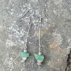 Silver and jade earrings
