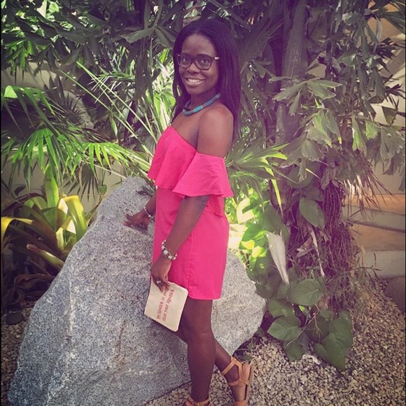 Shein hot pink off shoulder dress