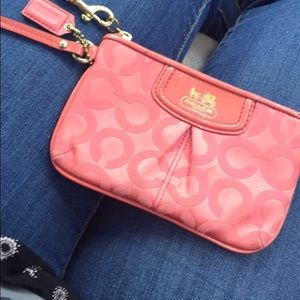 Pink coach key chain wallet