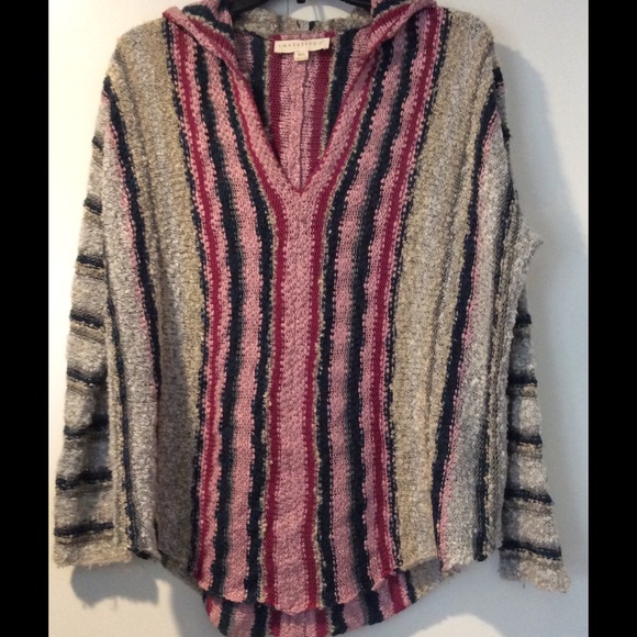 Lovestitch Brand, Striped Poncho w/Hood, Sz: Md/Lg - Picture 3 of 4