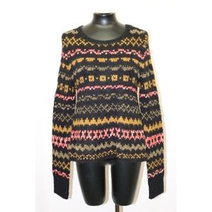 Free People Pullover Swing Sweater Printed Black