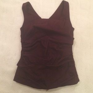 Rouched maroon shell carries you into fall!