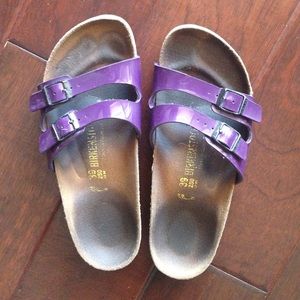 Double Strap Purple Birkenstock Slip-ons