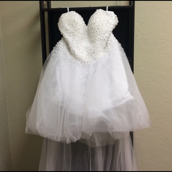 New dress.Hi/low style w/ tulle and pearl bodice.