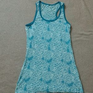 Oiselle Graphic Blue Burnout Racerback Tank