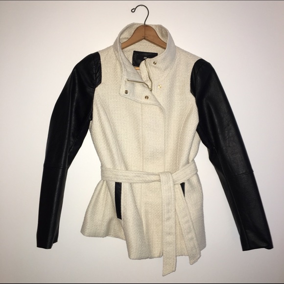 Black and white pea coat