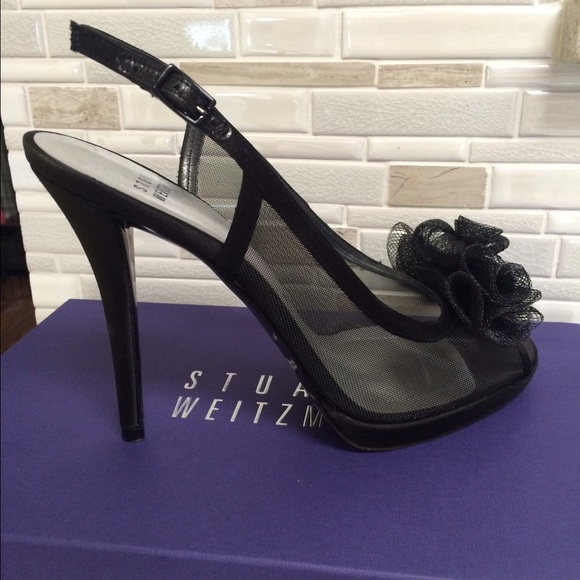 Stuart Weitzman Black Satin Open Toe Sandal - Picture 2 of 4