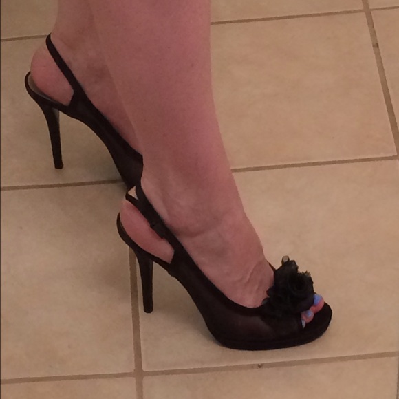 Stuart Weitzman Black Satin Open Toe Sandal - Picture 1 of 4