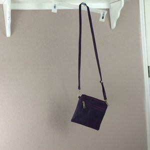 Deep Purple Over the Shoulder Leather Purse