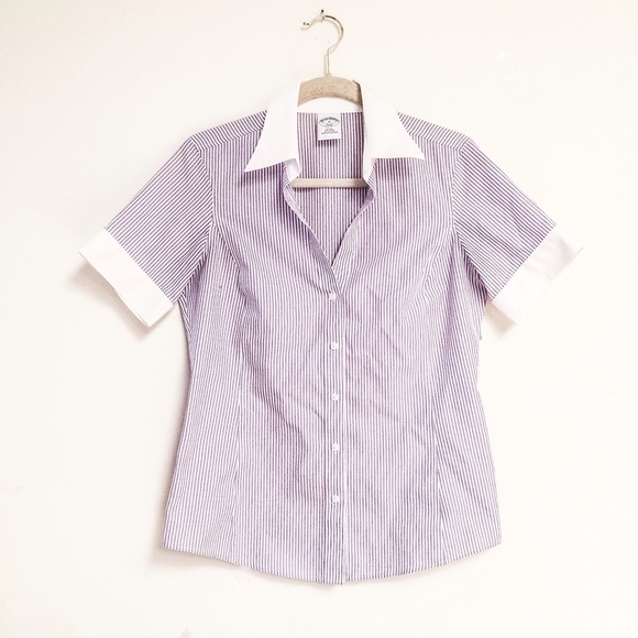 Brooks Brothers Tops - BROOKS BROTHERS size 6 medium white purple top