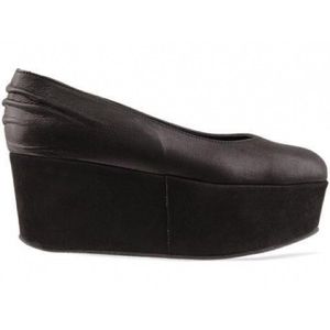 Won Hundred Platform Black Leather Suede Shoes