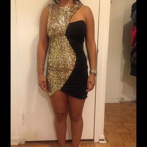 Gold and black dress