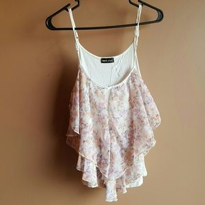 Floral ruffle tank top