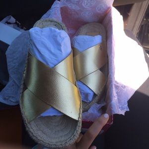 Tory Burch Bima Gold Espadrille Sandal size 8
