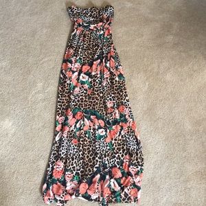 Wishful park strapless leopard dress.