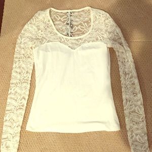 White, Lace, Long Sleeve Shirt