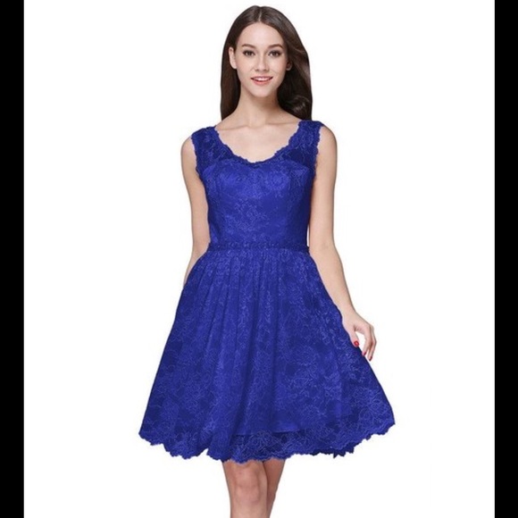 *Price Firm* Blue Lace Dress - Picture 1 of 4