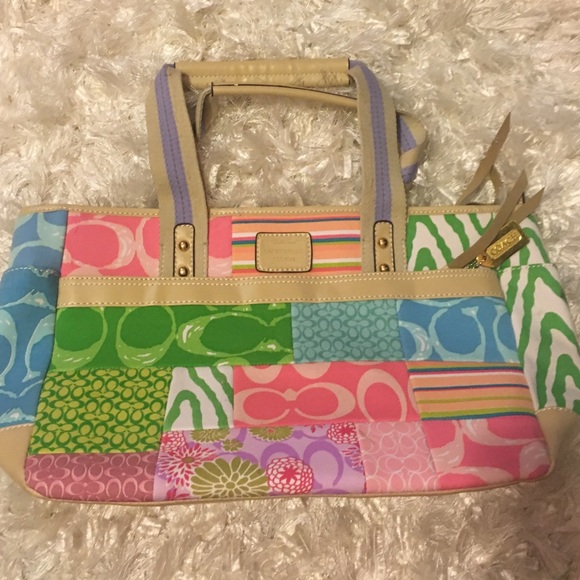 Colorful Patchwork Coach Handbag - Picture 1 of 2