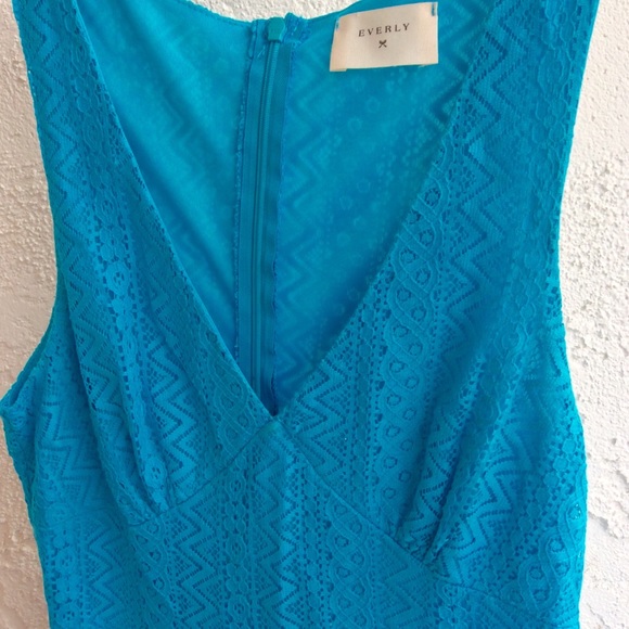 Everly Brand Blue Dress, Cut-Out Detail, Sz: Med. - Picture 2 of 4