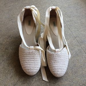 Ivory Wedges with Ribbon Straps from UO